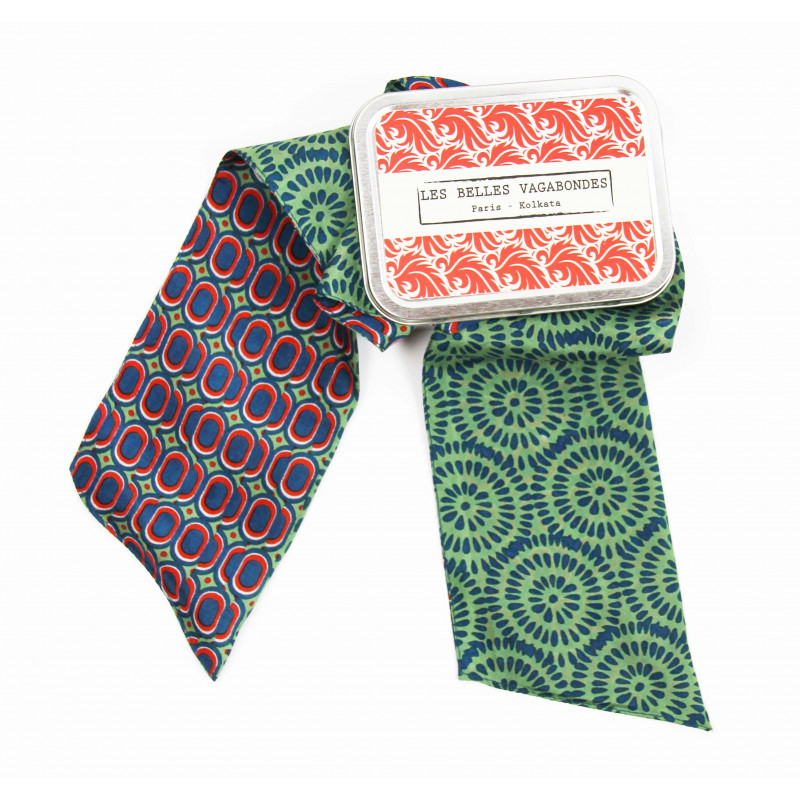 Bandeau de soie Peony , bandeau en soie Les belles vagabondes, bandeau en soie kaki, bandeaux en soie à motif, Bandeau pour cheveux, bandeau pour tour de cou, fabrication indienne, accessoire cheveux, compléter votre look