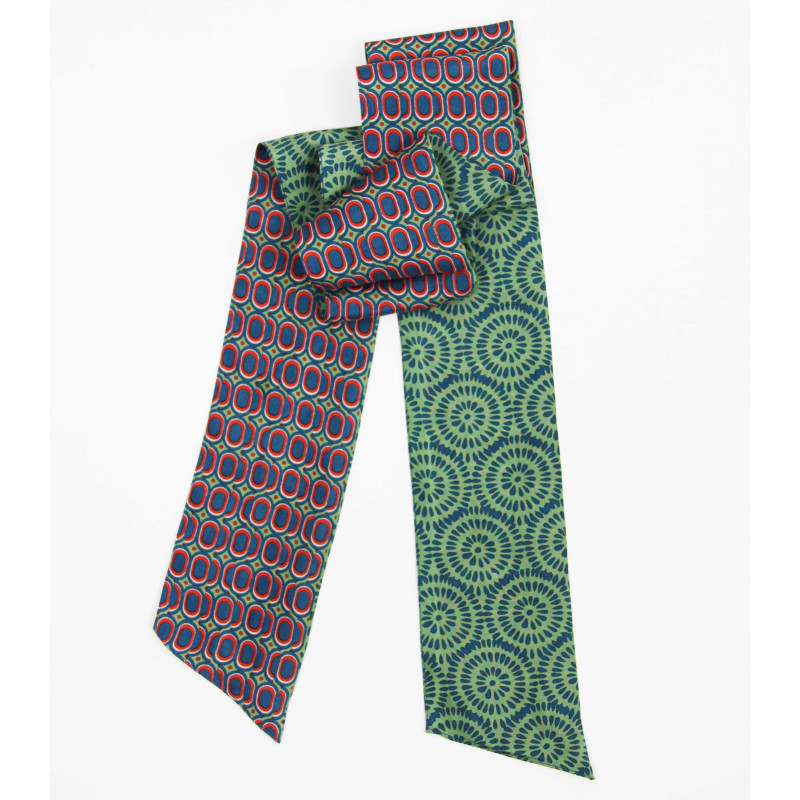 Bandeau de soie Peony , bandeau en soie Les belles vagabondes, bandeau en soie kaki, bandeaux en soie à motif, Bandeau pour cheveux, bandeau pour tour de cou, fabrication indienne, accessoire cheveux, compléter votre look