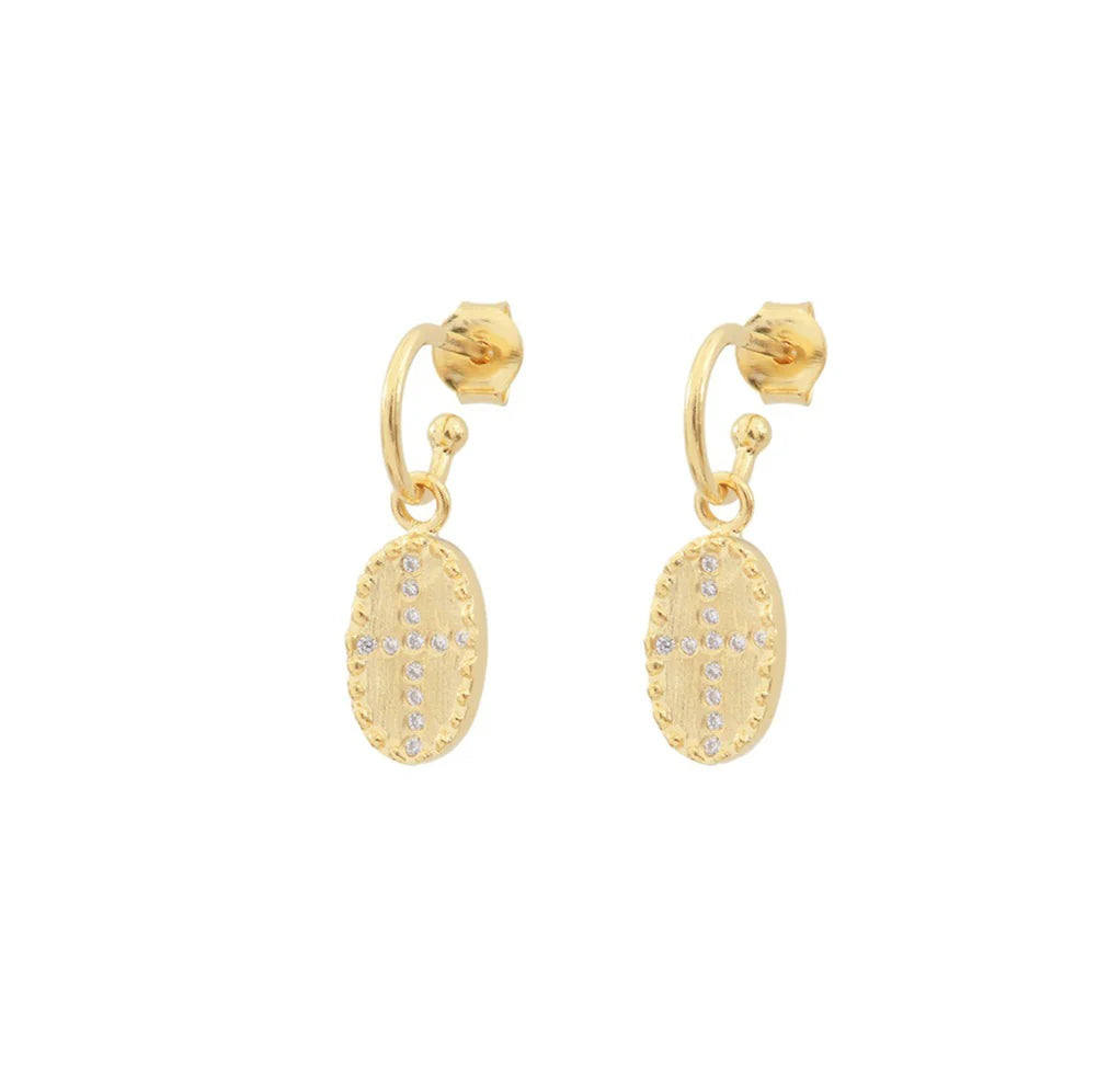 Boucles d'oreilles Louise de la marque Louise hendricks, en plaqué or et zircon blanc