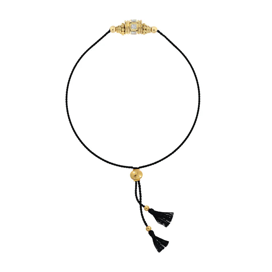 Bracelet Rakhi 2 topaze blanche cordon noir dorothée sausset