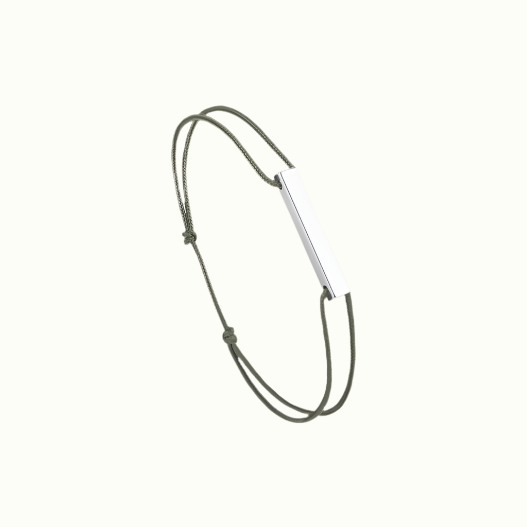 Bracelet cordon barre argent Kaki Le vent à la Française