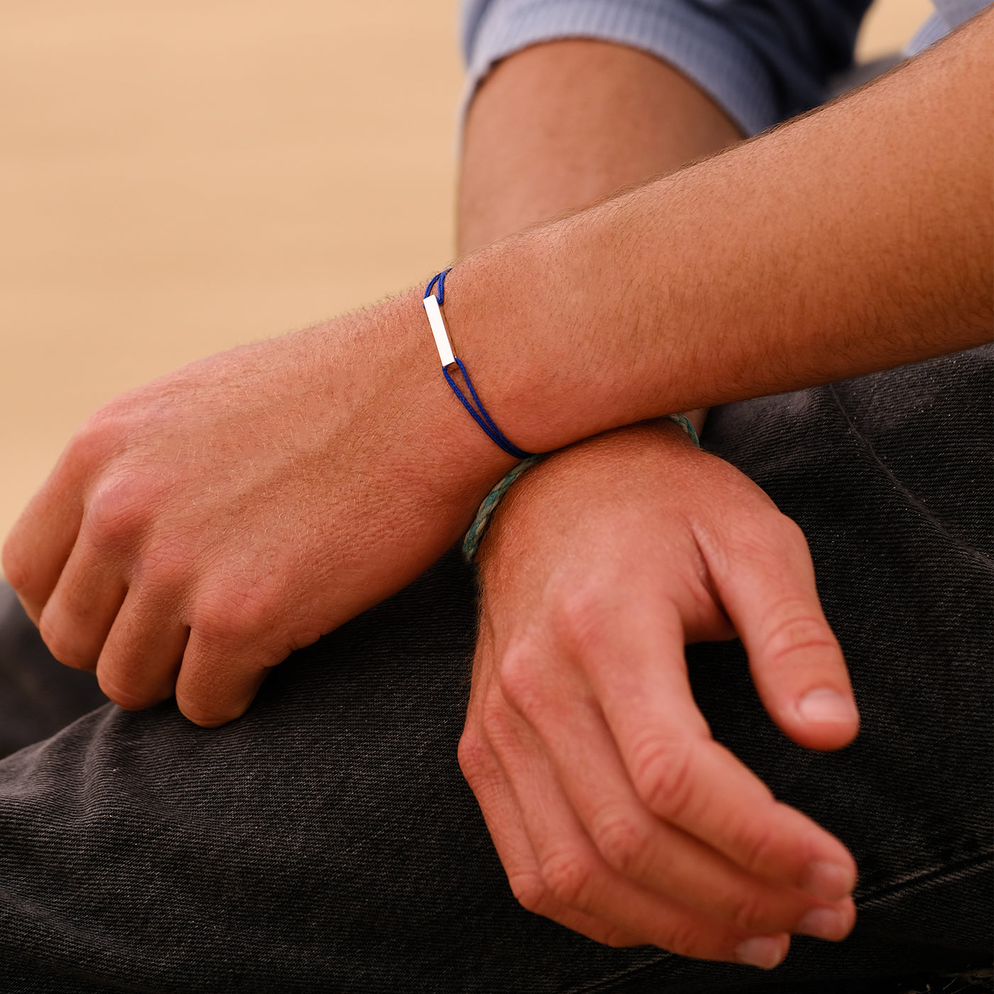Bracelet cordon barre argent ou doré Le vent à la Française