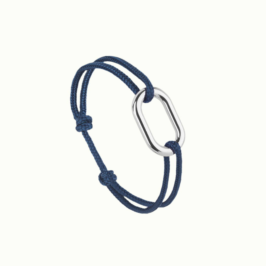 Bracelet_maillon_rond_argent bleu marine Le_Vent_La_Française
