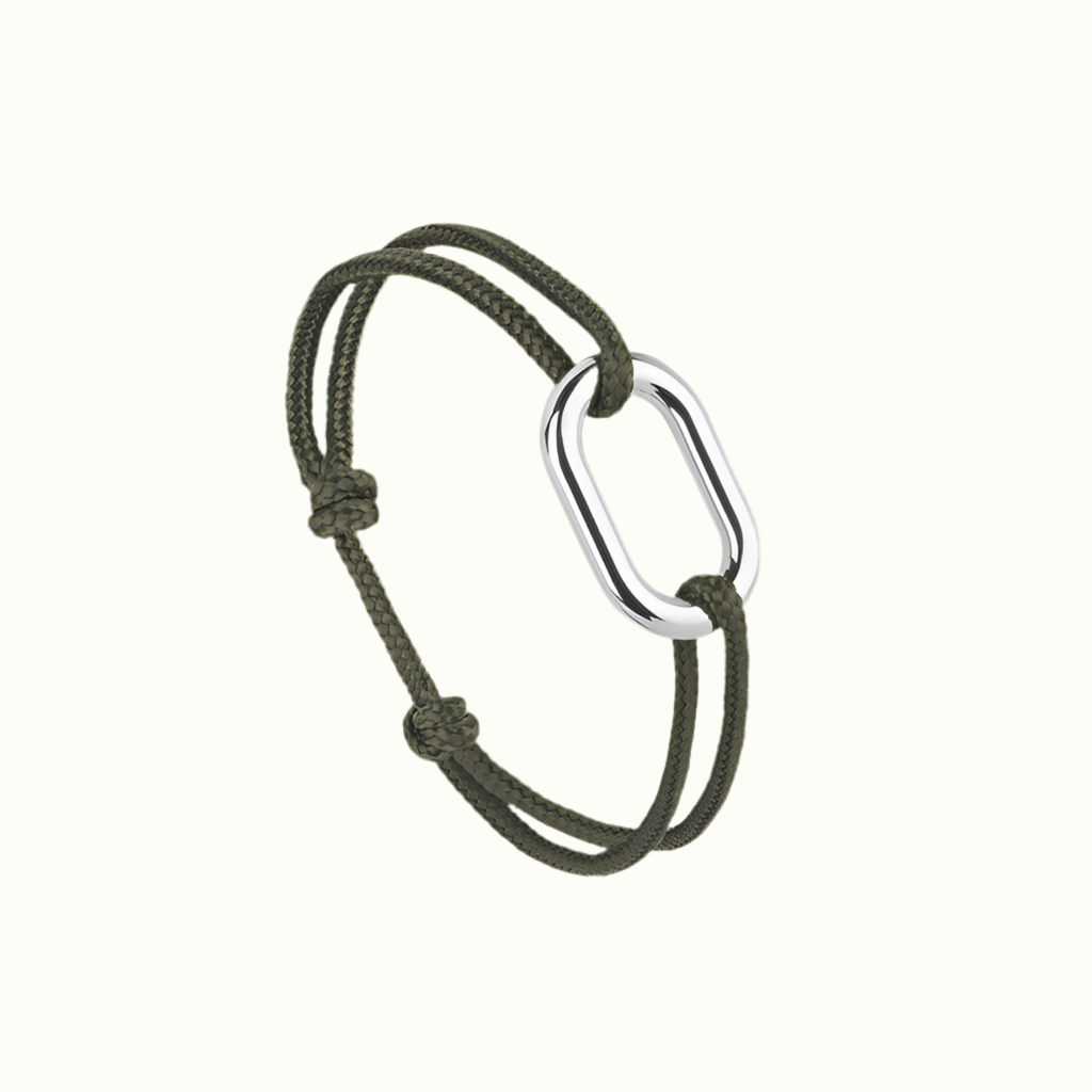 Bracelet_maillon_rond_argent kaki Le_Vent_La_Française
