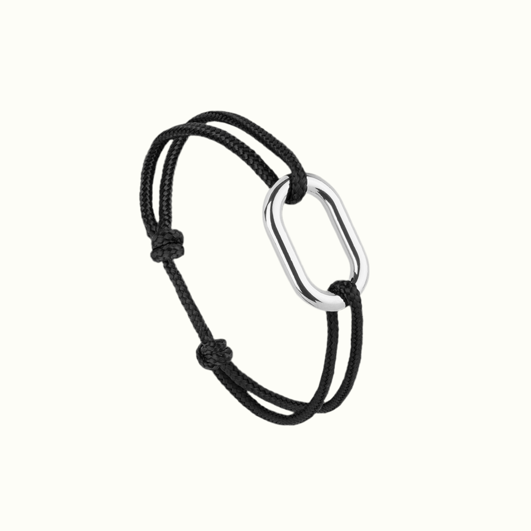Bracelet_maillon_rond_argent noir Le_Vent_La_Française