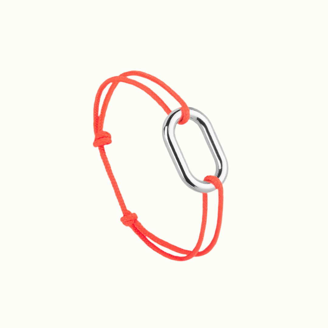 Bracelet_maillon_rond_argent orange fluo Le_Vent_La_Française