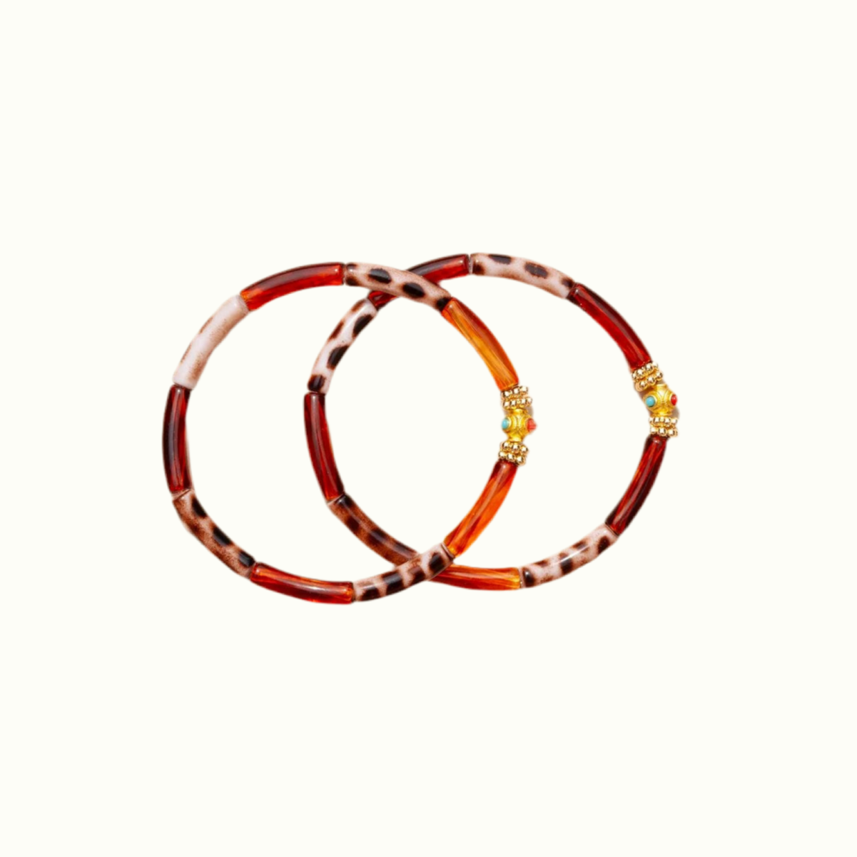 Bracelets Duo Léopard et Marron de la marque Juhu, Taille S et Taille M