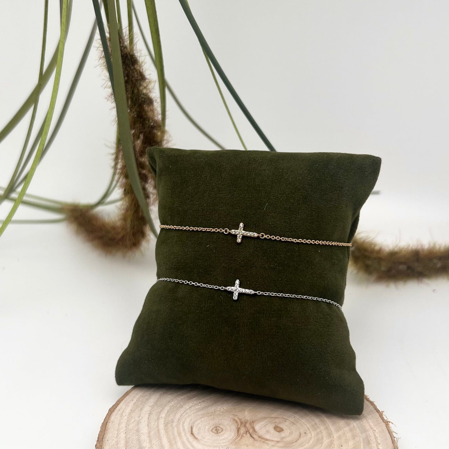 Bracelet croix plaqué or ou argent WATT BIS
