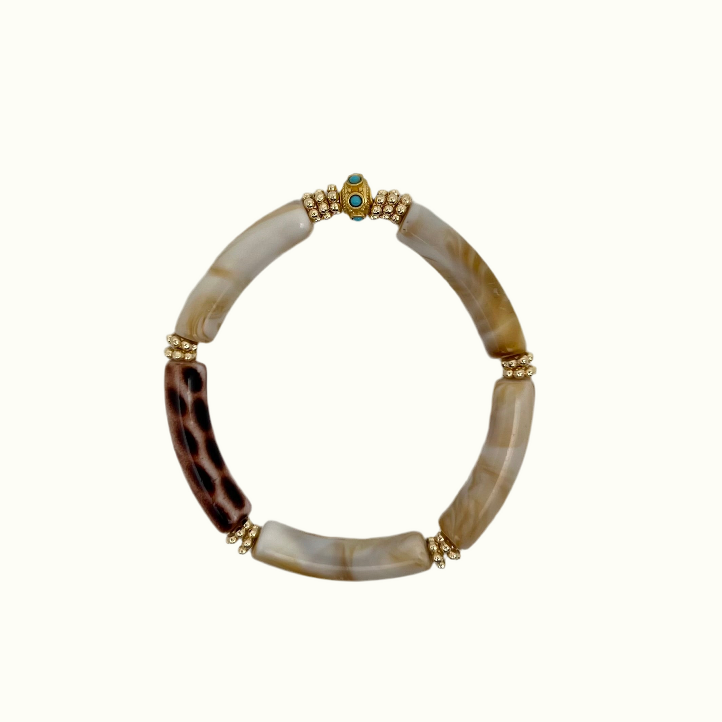 Bracelets en perles acryliques colorées et à motifs léopard, de la marque Juhu en acier inoxydables - Blanc