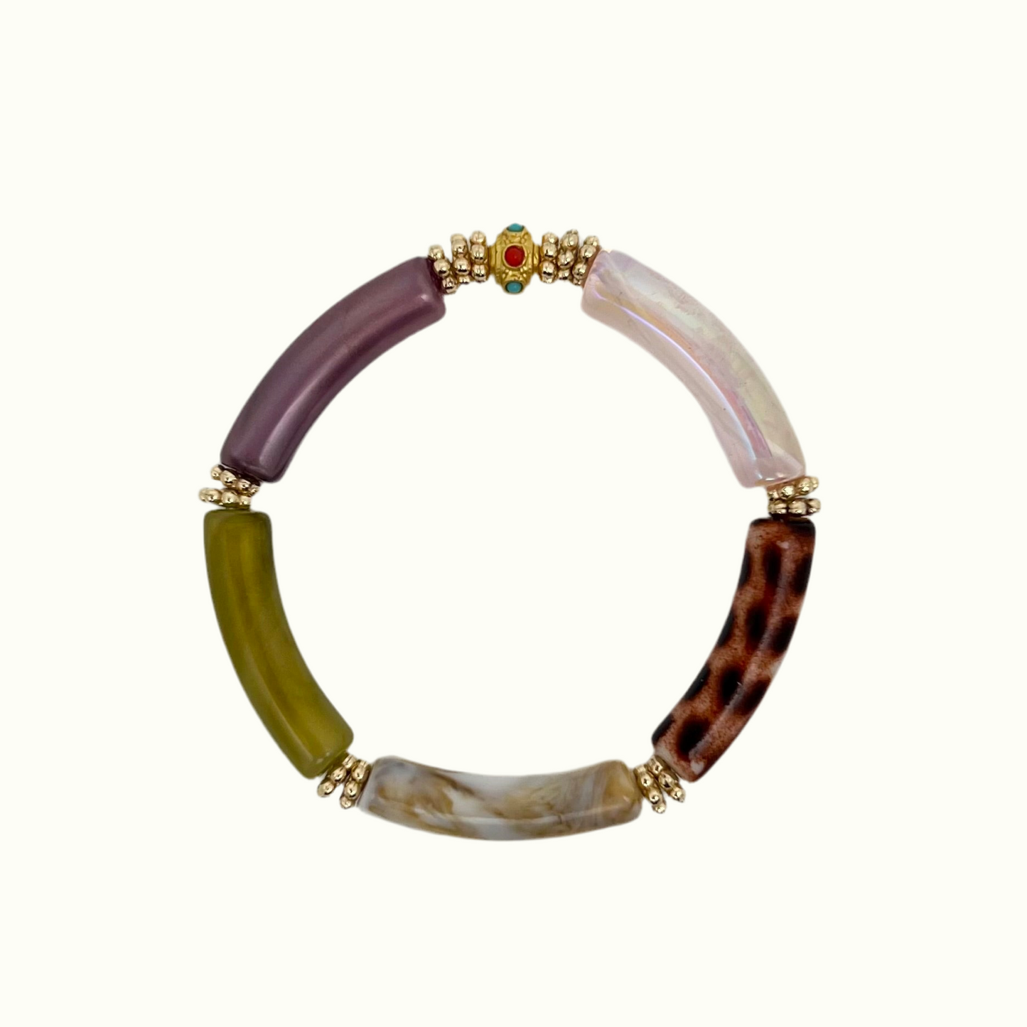 Bracelets en perles acryliques colorées et à motifs léopard, de la marque Juhu en acier inoxydables - Kiwi