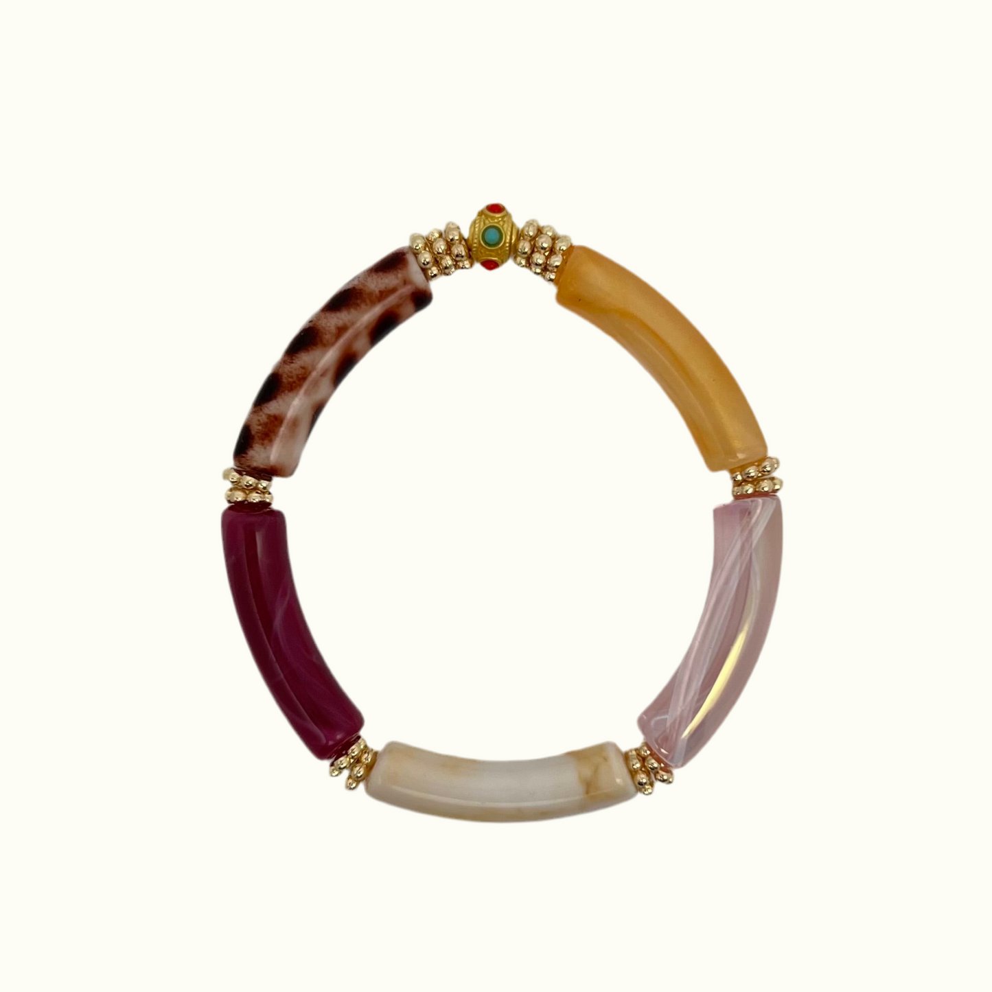 Bracelets en perles acryliques colorées et à motifs léopard, de la marque Juhu en acier inoxydables - Summer East