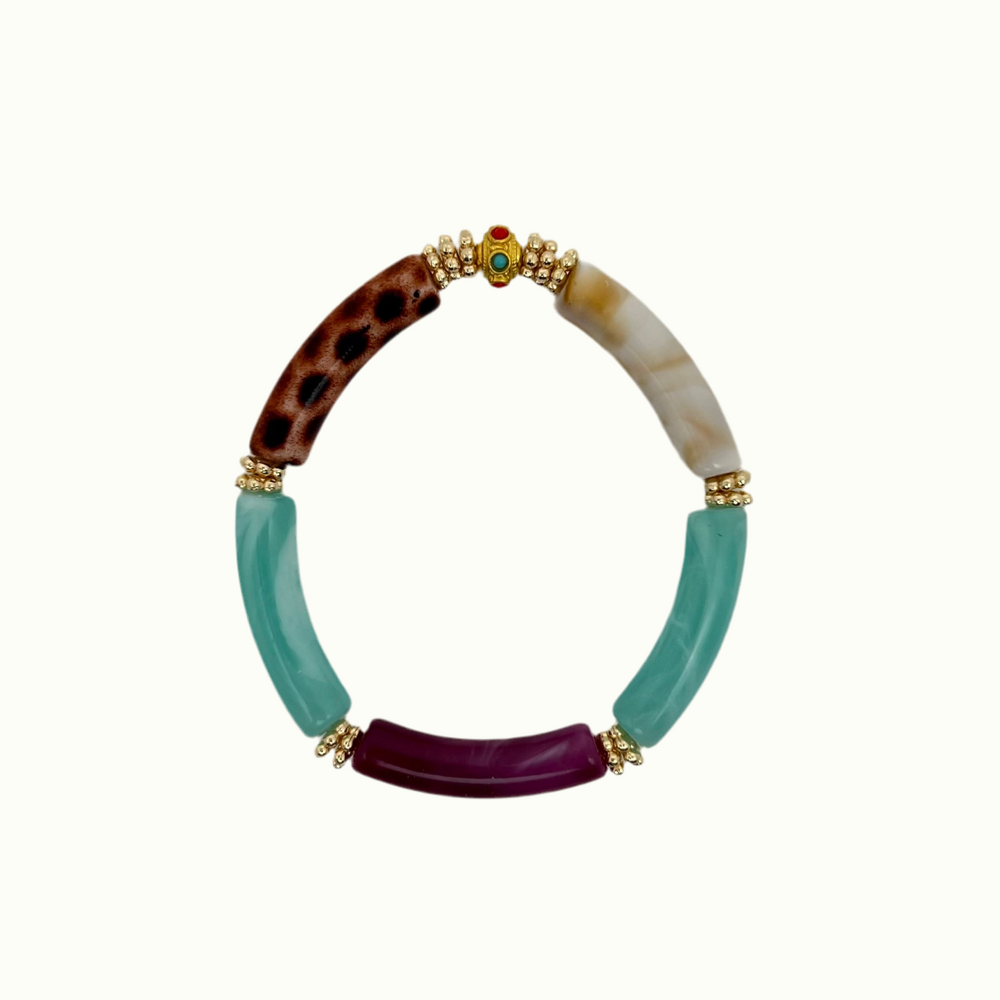 Bracelets en perles acryliques colorées et à motifs léopard, de la marque Juhu en acier inoxydables - Summer West