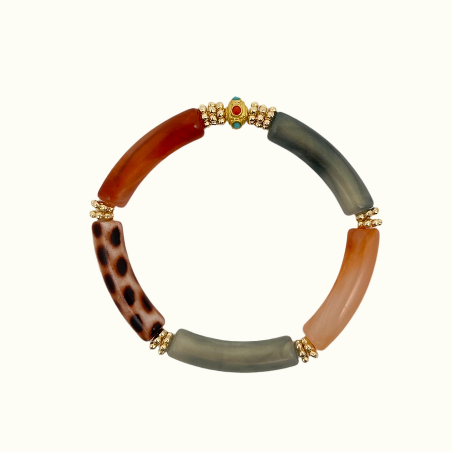 Bracelets en perles acryliques colorées et à motifs léopard, de la marque Juhu en acier inoxydables - Ventura