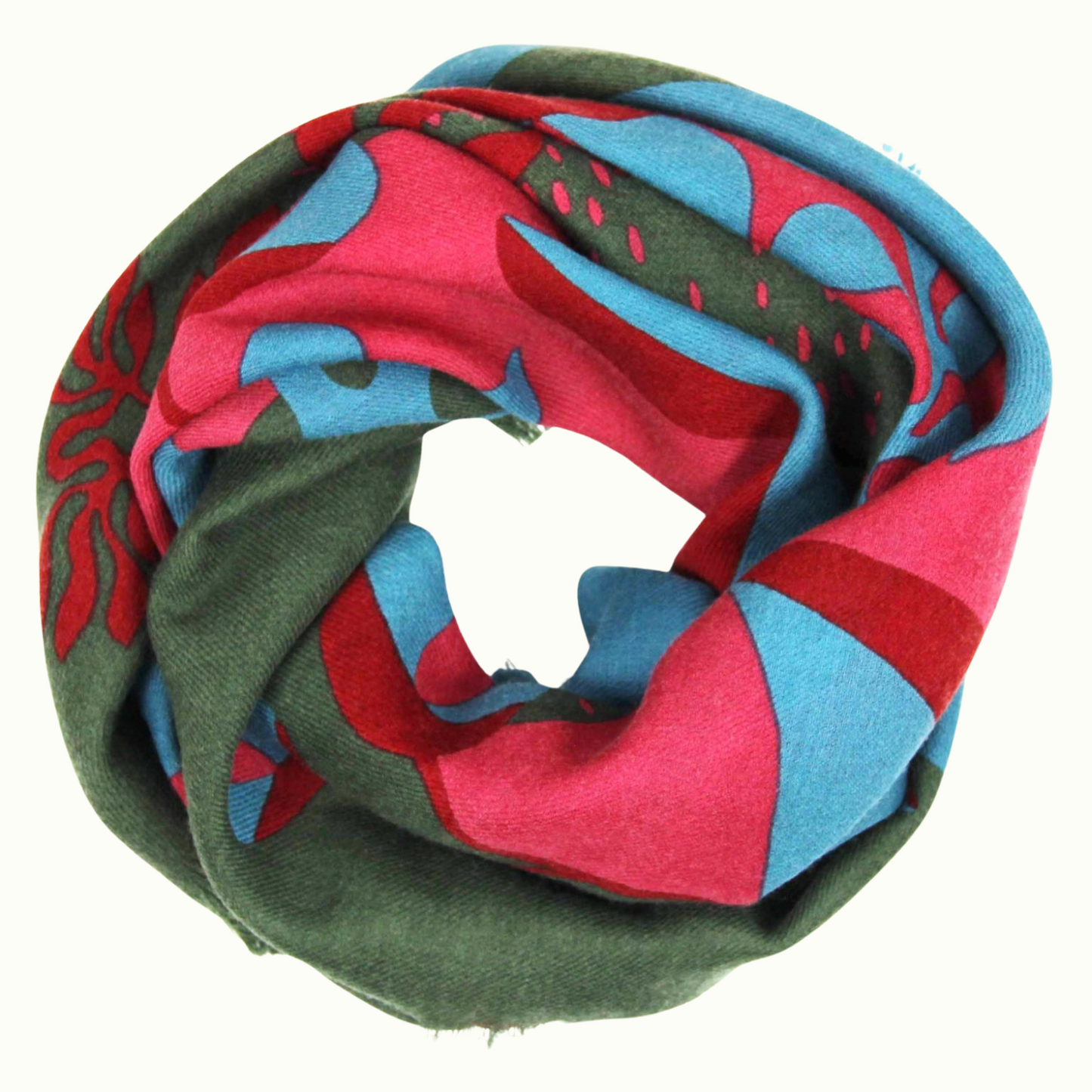Carré Laine Abysse Rouge de la marque Les Belles Vagabondes, 100% Laine, Fabrication artisanale en Inde, Dessiné à la main en France