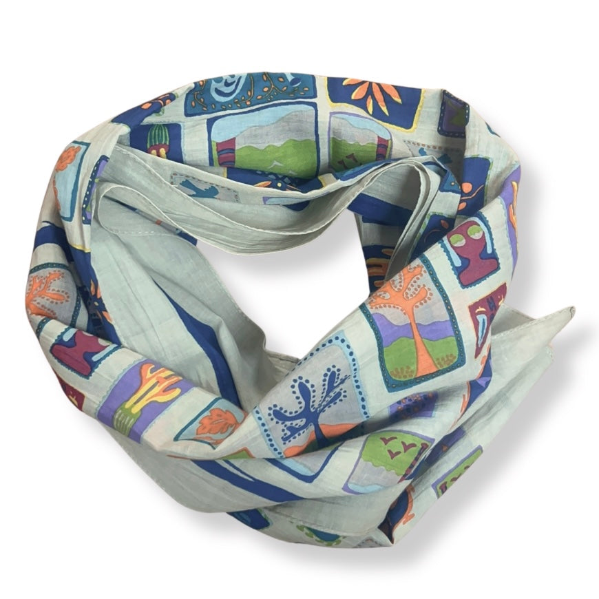 Carré de coton Holidays, carré de coton Les belles vagabondes, carré de coton kaki, carré de coton bleu marine, carré de coton 100x100, carré de coton à motif, carré pour femmes, carré de coton 100% coton bio