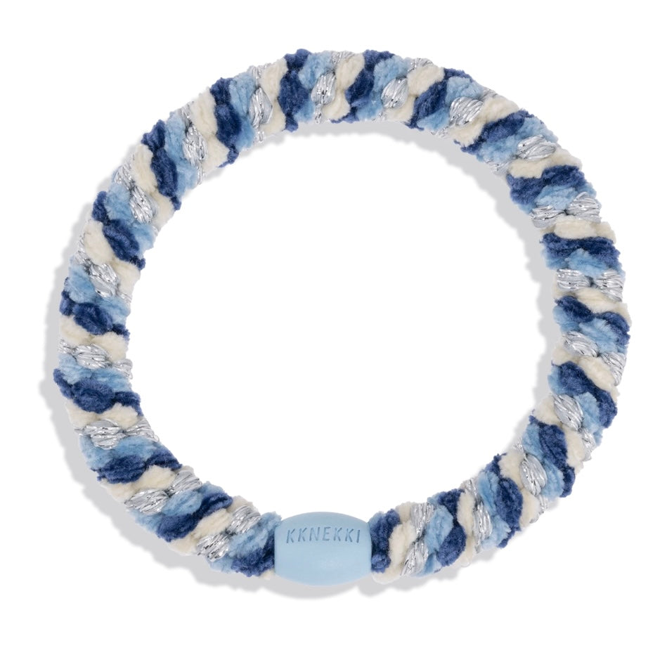 Chouchou Kknekki Doux Bleu Argent de la marque Kknekki, élastique pour cheveux, élastique protecteur, élastique pour tous types de cheveux