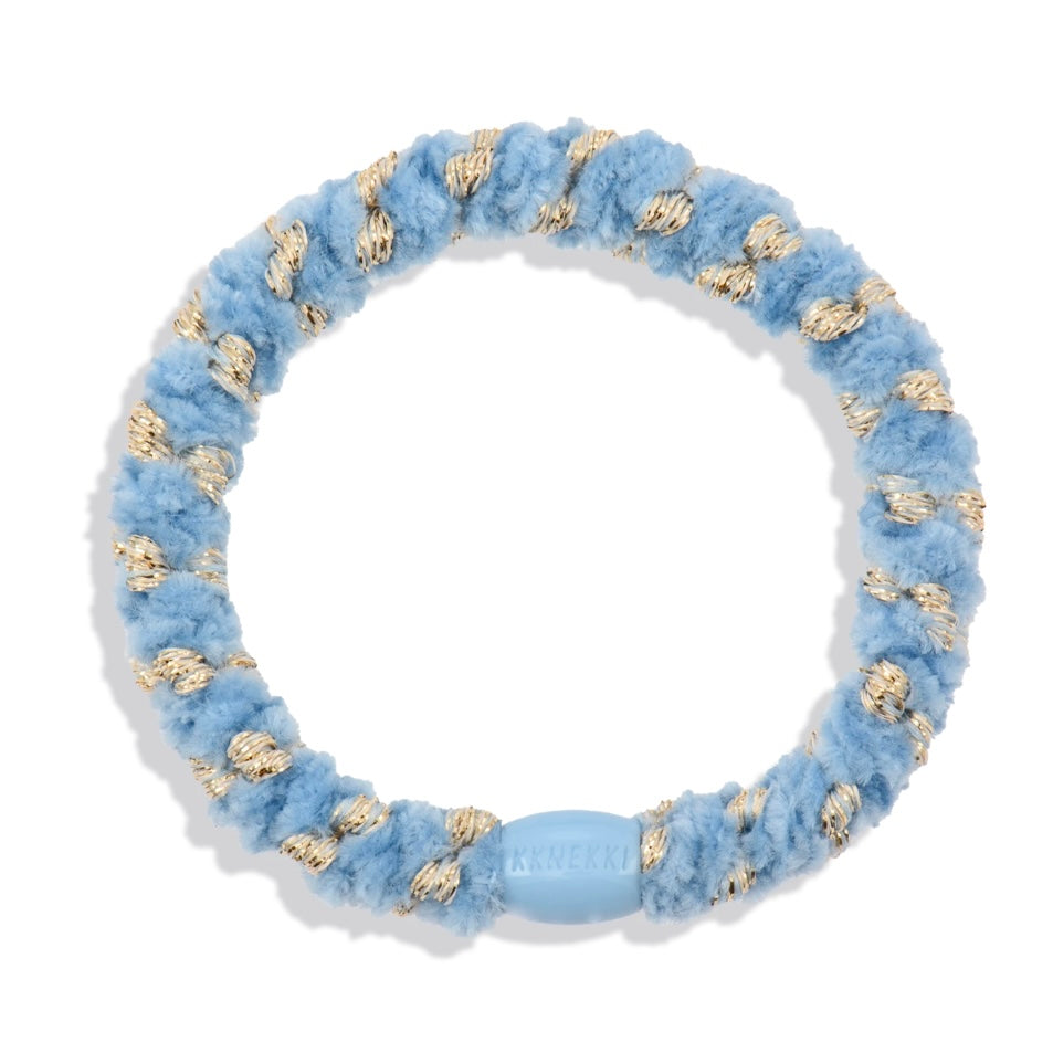 Chouchou Kknekki Doux Bleu Doré de la marque Kknekki, élastique pour cheveux, élastique protecteur, élastique pour tous types de cheveux