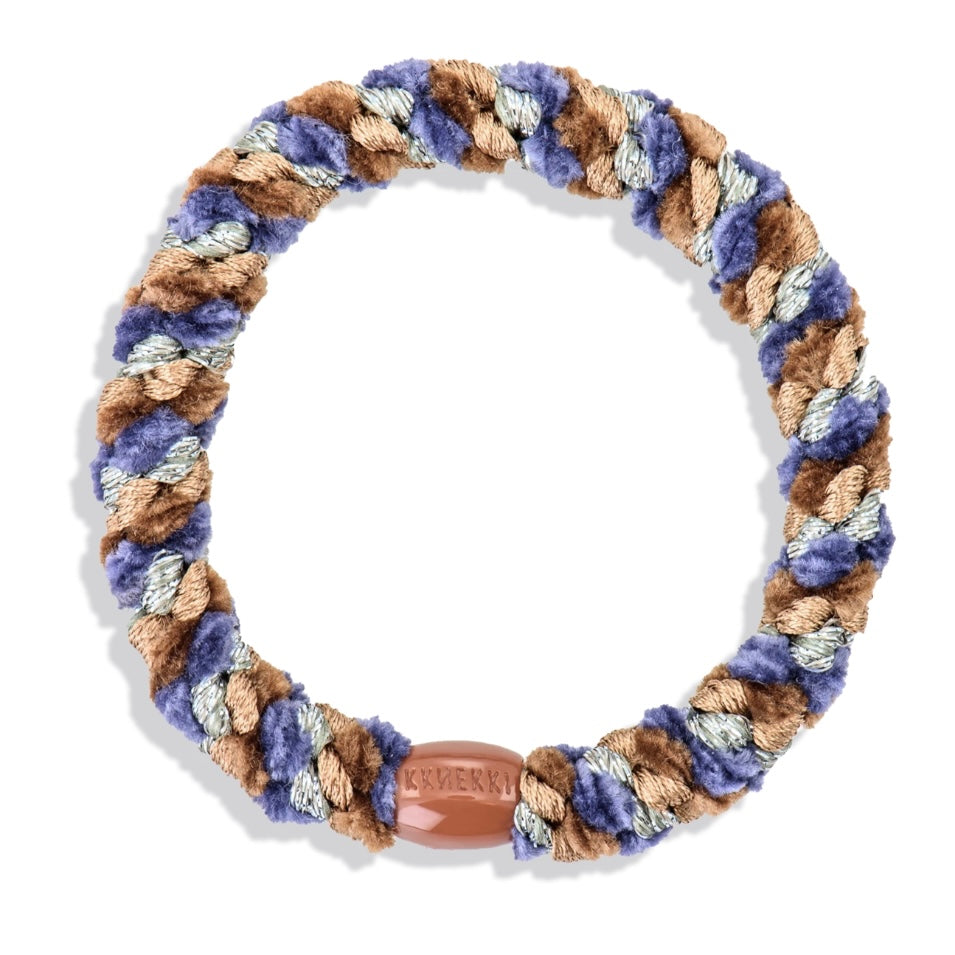 Chouchou Kknekki Doux Marron Bleu de la marque Kknekki, élastique pour cheveux, élastique protecteur, élastique pour tous types de cheveux