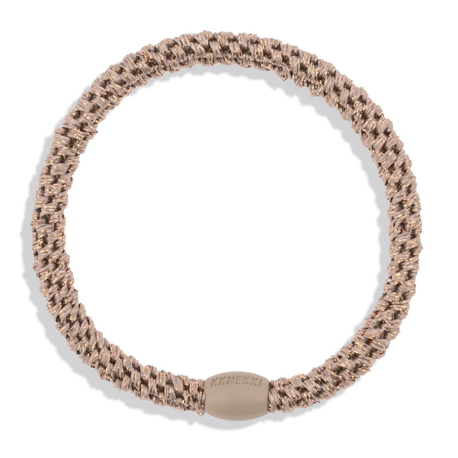 Chouchou Kknekki Fin Beige Glitter de la marque Kknekki, élastique pour cheveux, élastique protecteur, élastique pour tous types de cheveux