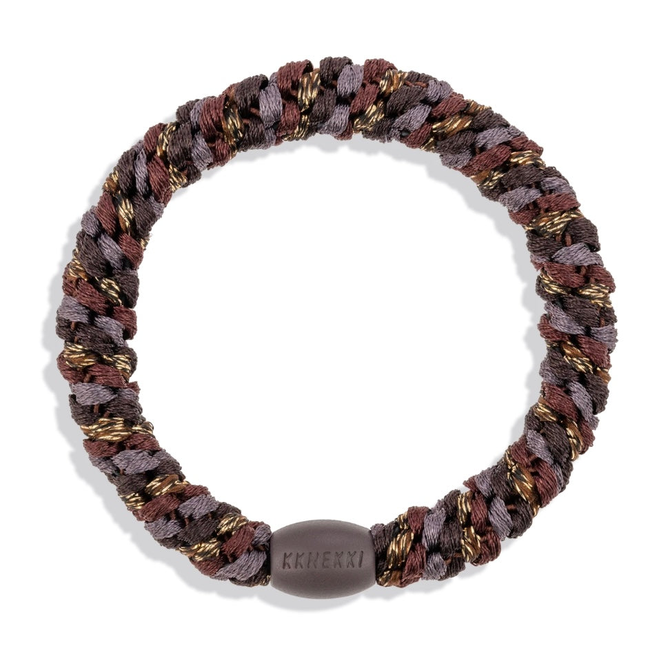 Chouchou Kknekki Multicouleurs Marron - Violet foncé de la marque Kknekki, élastique protecteur de cheveux