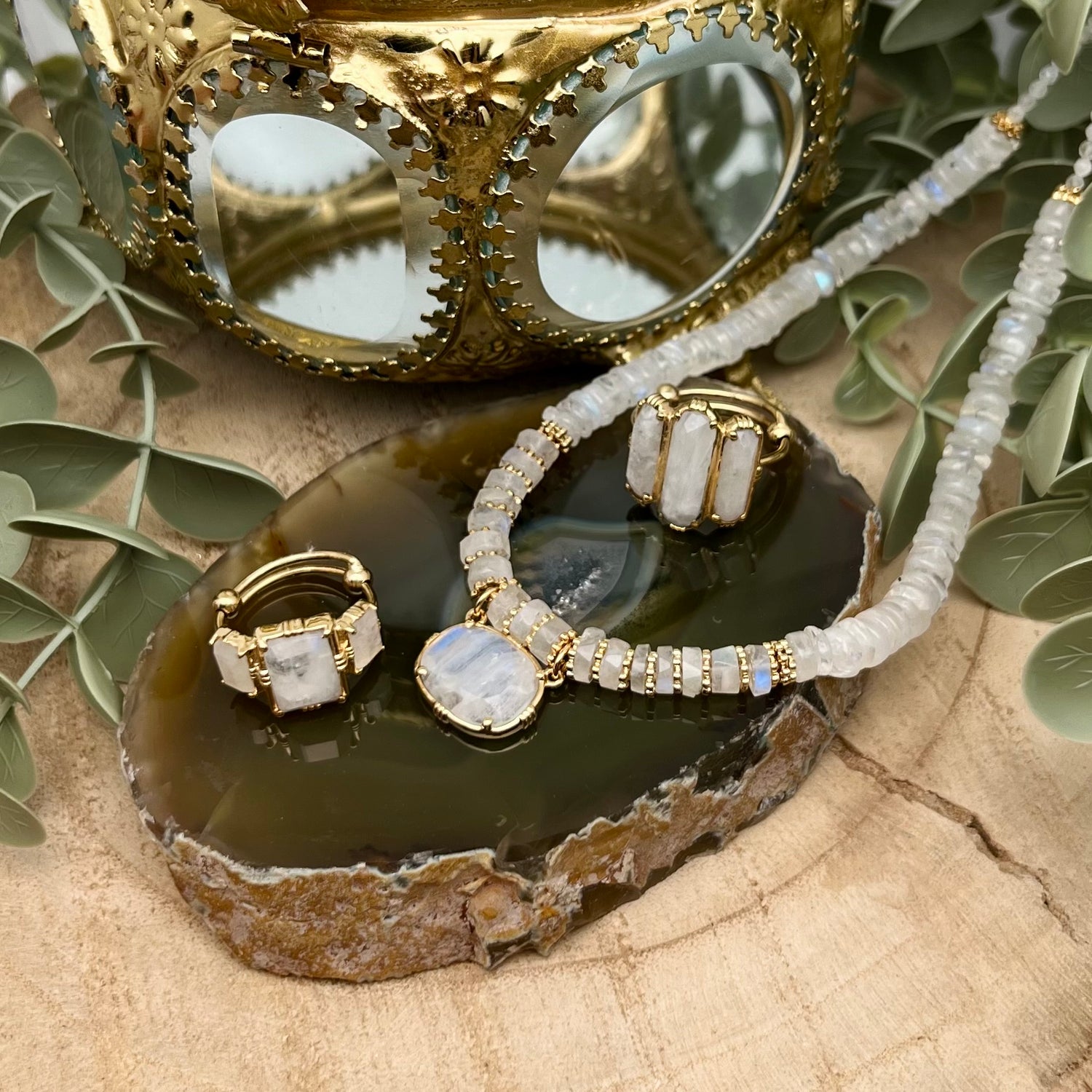 Collection bijoux en Labradorite blanche