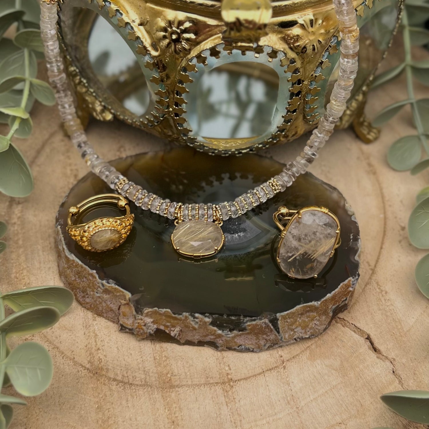 Collection bijoux en quartz rutile or