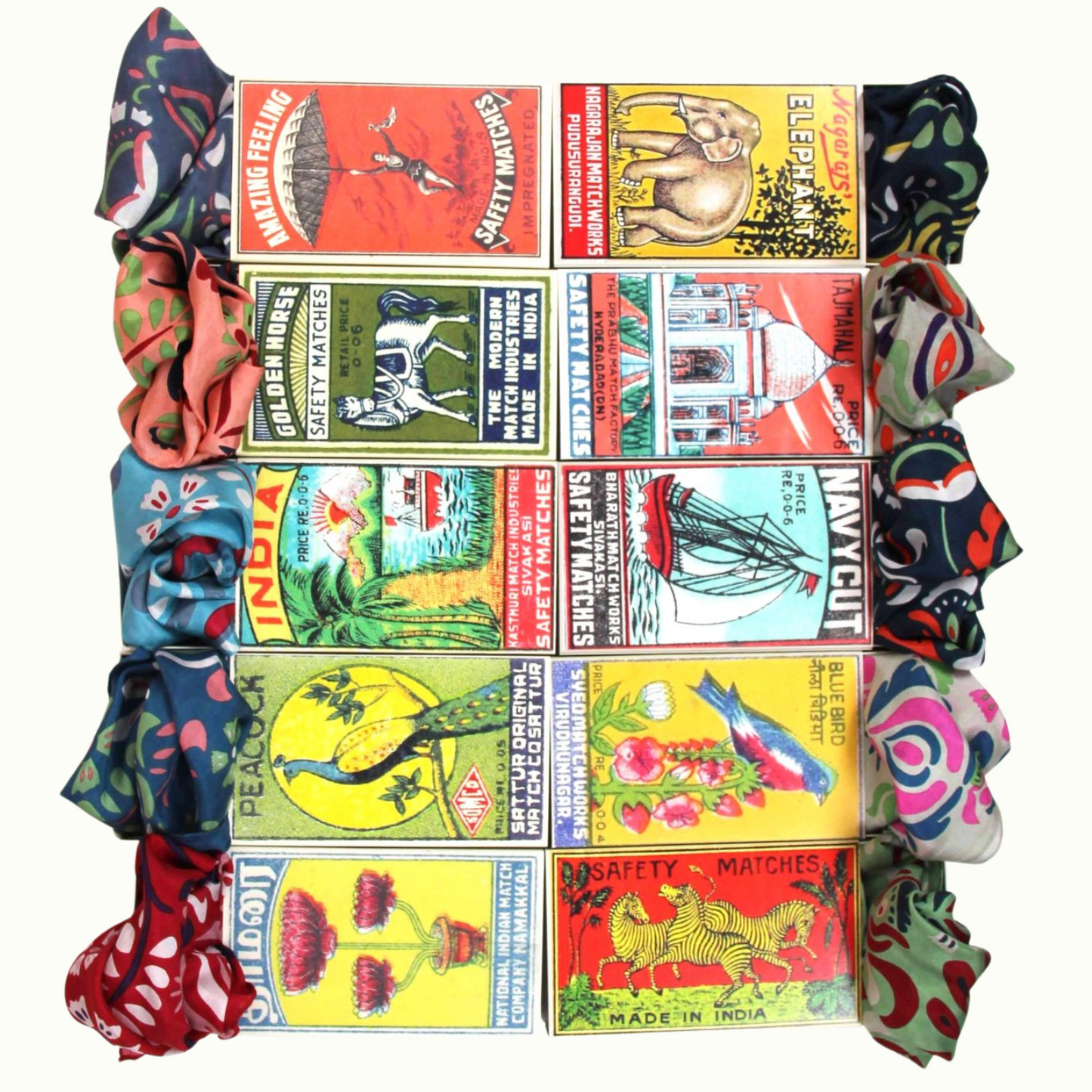 Collection foulards carré de soie de la marque Les Belles Vagabondes
