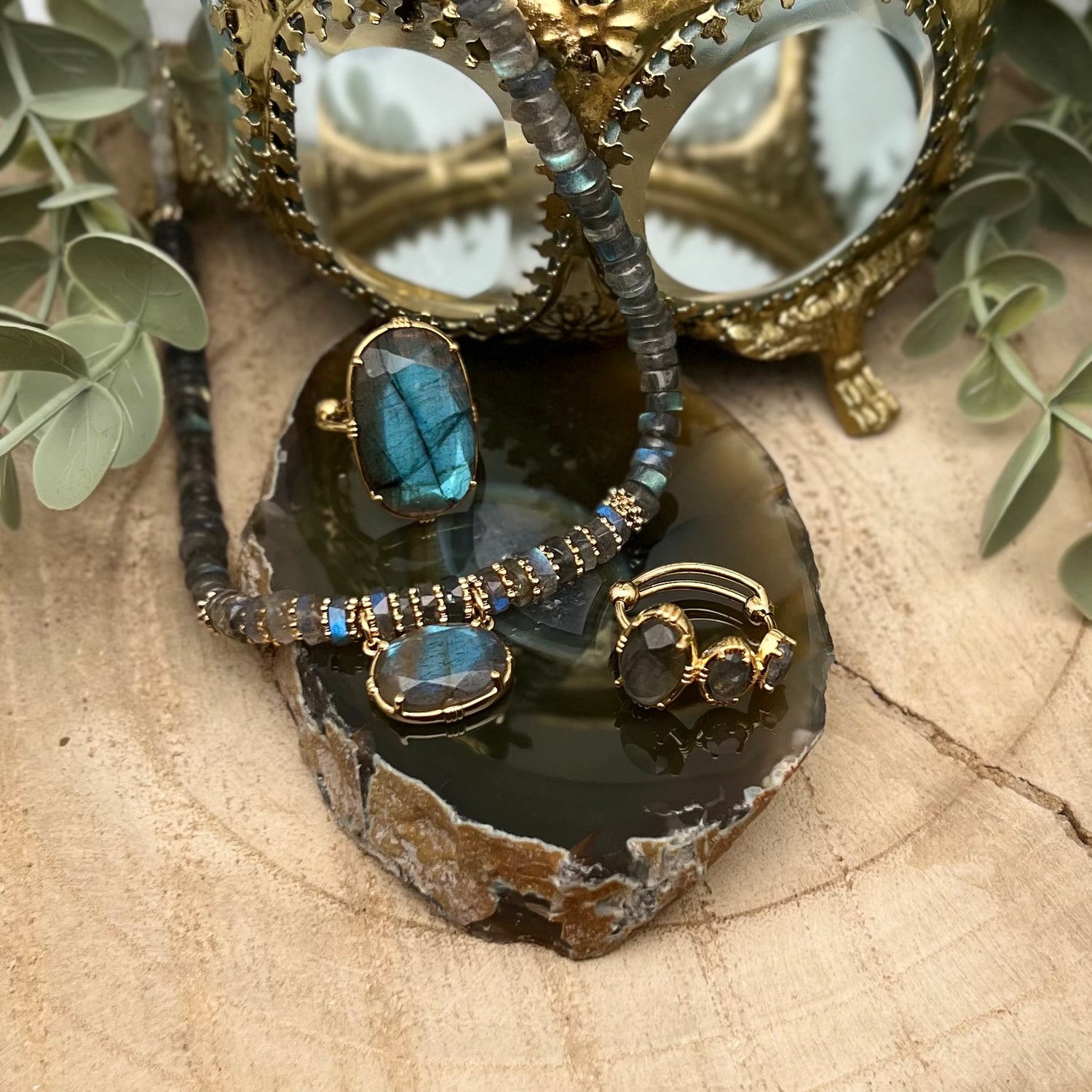 Collections bijoux en labradorite grise