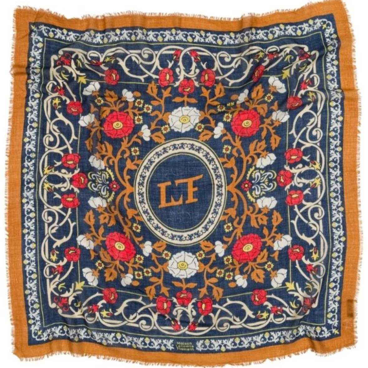 Foulard en Laine et Soie Marie Antoinette, marque maison lecomte flament, couleurs bleu