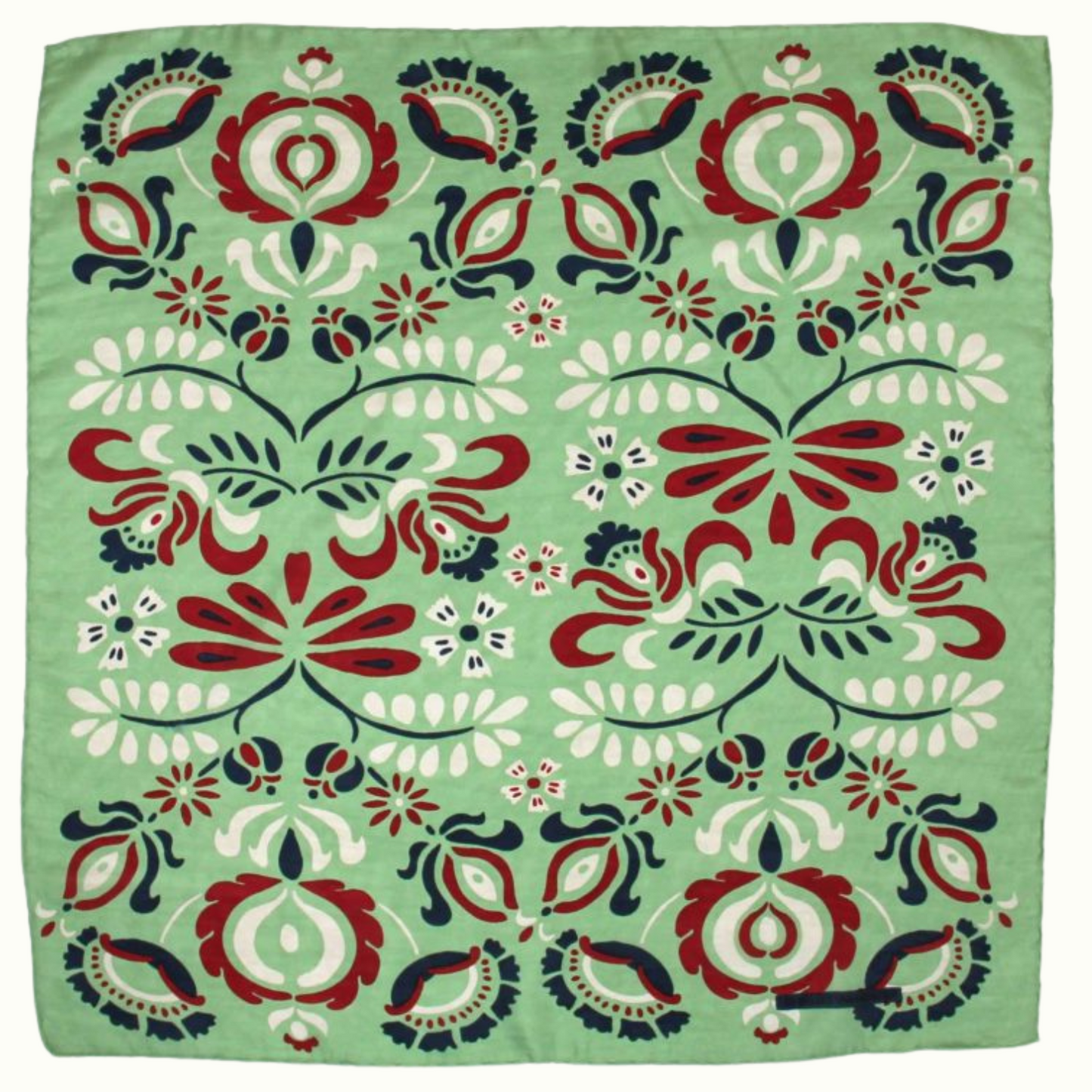 Mini Foulard Yulia Kaki de la marque Les Belles Vaabondes, 100% Soie, Dessiné en France, Fabriqué en Inde