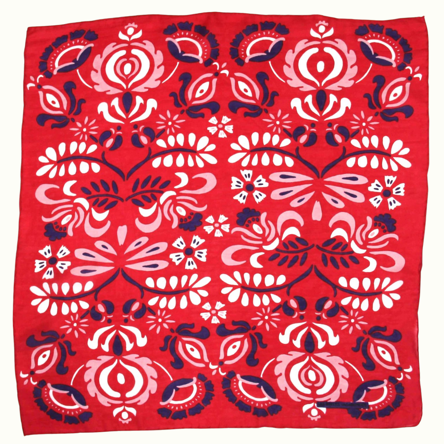 Mini Foulard Yulia Rouge de la marque Les Belles Vaabondes, 100% Soie, Dessiné en France, Fabriqué en Inde