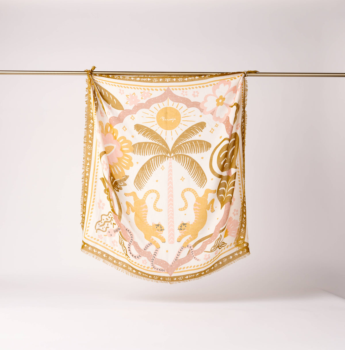 FOULARD LAINE TIGER IN THE PALMERAIE BRONZE Maradji