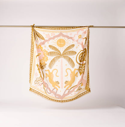 FOULARD LAINE TIGER IN THE PALMERAIE BRONZE Maradji
