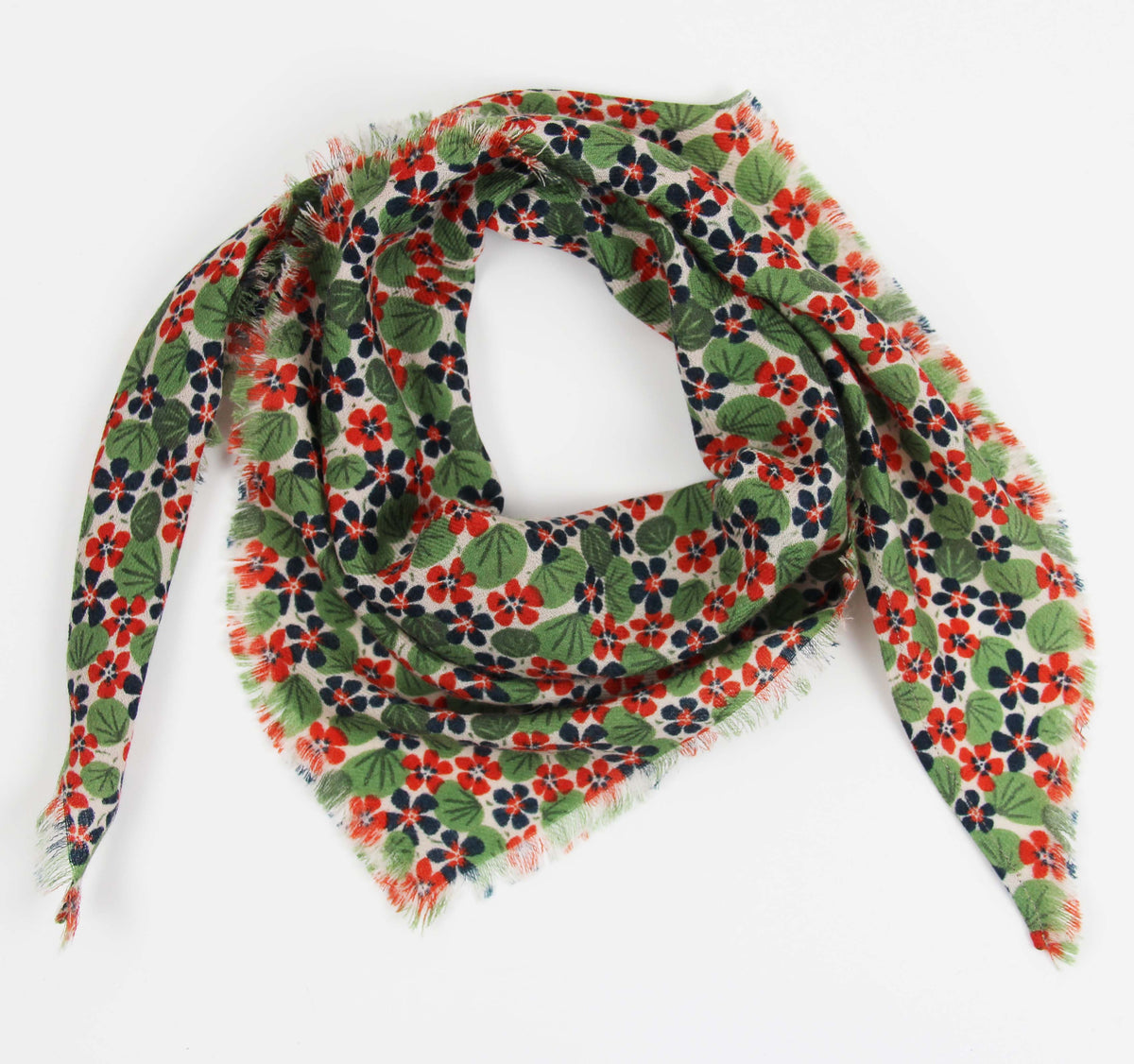 Foulard triangle en laine Florilège Les belles vagabondes