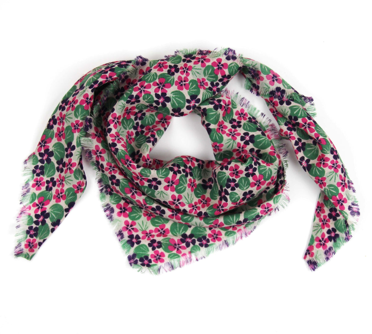 Foulard triangle en laine Florilège Les belles vagabondes