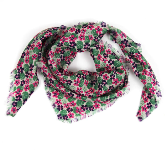 Foulard triangle en laine Florilège Les belles vagabondes