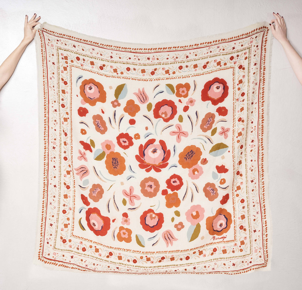 FOULARD LAINE ET SOIE BALKANS CRÈME Maradji