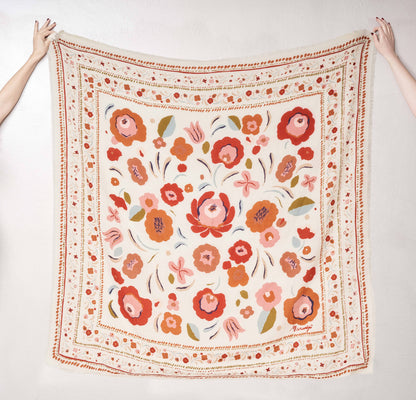 FOULARD LAINE ET SOIE BALKANS CRÈME Maradji
