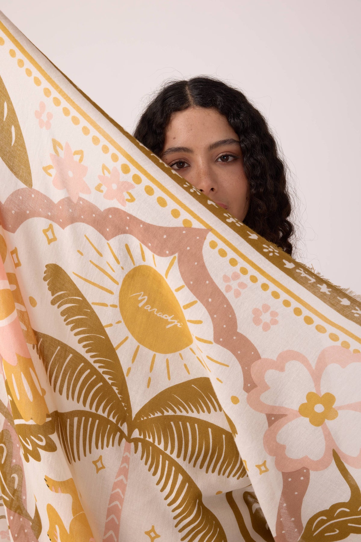 FOULARD LAINE TIGER IN THE PALMERAIE BRONZE Maradji