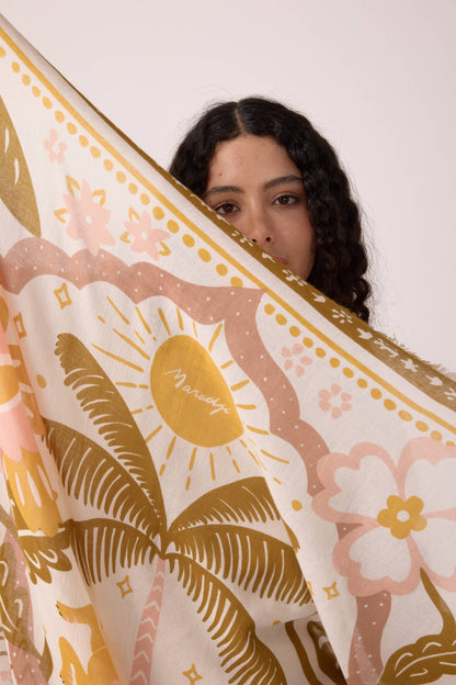 FOULARD LAINE TIGER IN THE PALMERAIE BRONZE Maradji