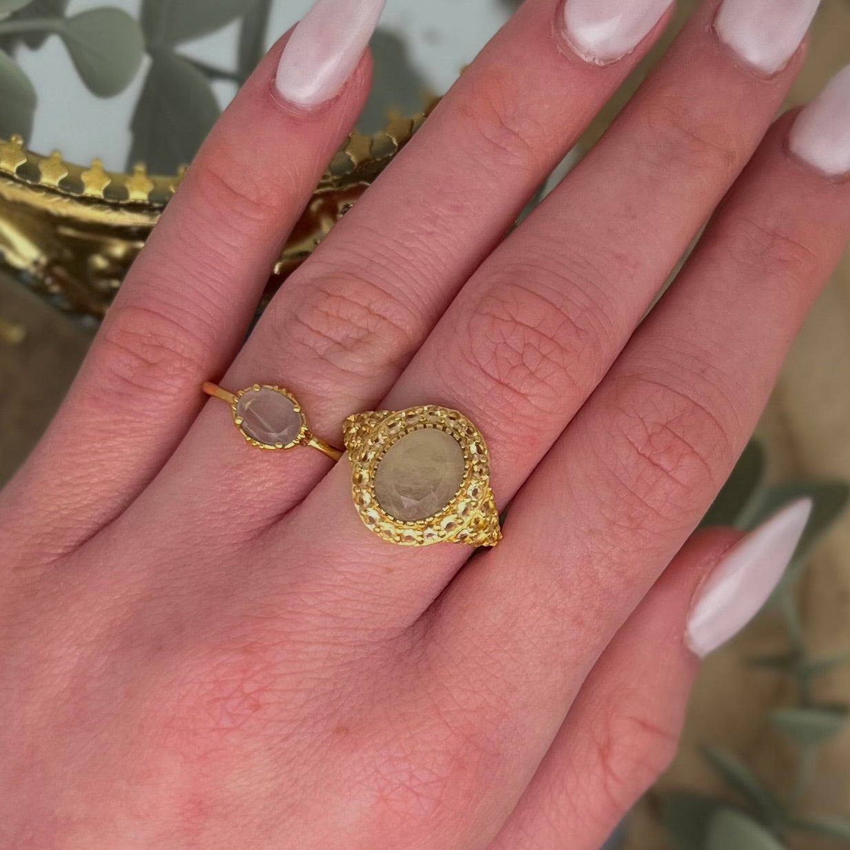 Bague Maria, quartz rutile or et citrine, au fil de lo