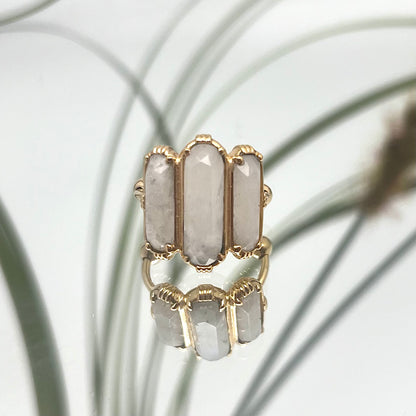 Bague Pierre Labradorite Blanche