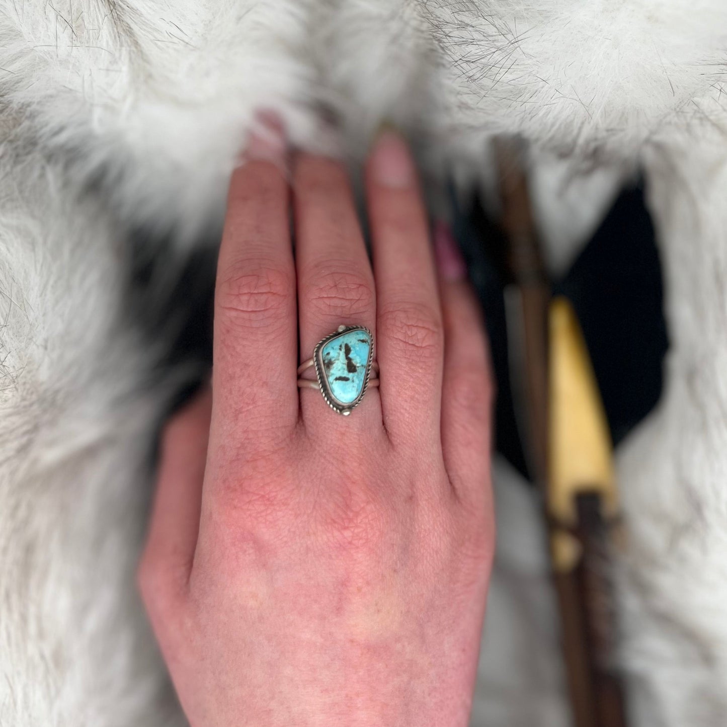 Bague Turquoise portee