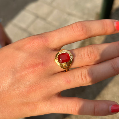 Bague réglable en pierre semis-précieuses Indira, en Cornaline de la marque Au Fil de Lo 
