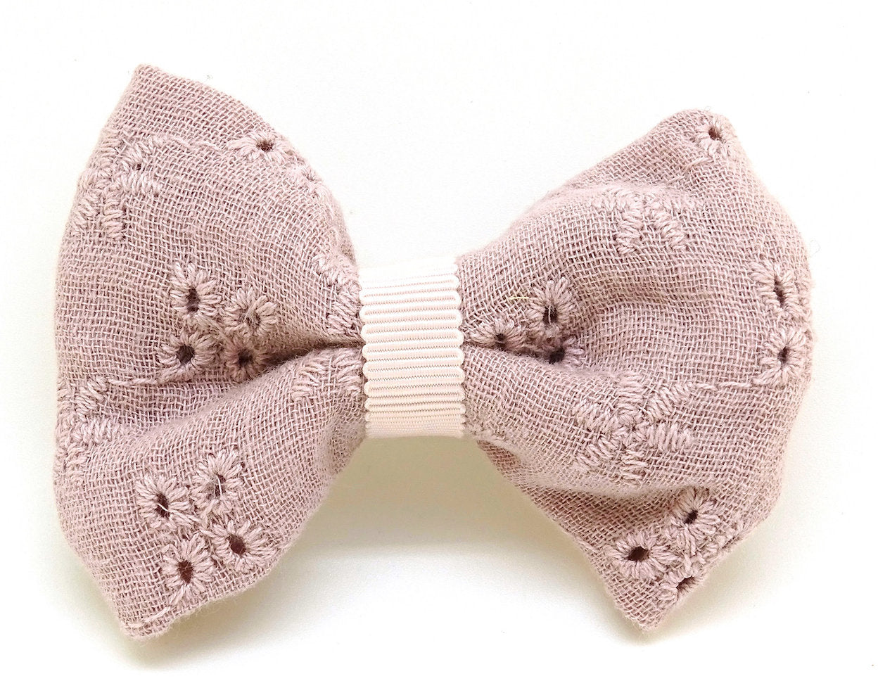 Barrette Noeud Dentelle rose, en gaz de coton et dentelle anglaise, Au royaume des filles, Bijoux de cheveux pour enfant de plus de 3 ans, Noeud pour cheveux, idée de cadeau petite fille