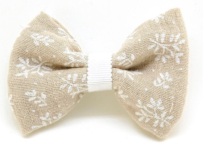 Barrette Noeud feuille beige, en gaz de coton, Au royaume des filles, Bijoux de cheveux pour enfant de plus de 3 ans, Noeud pour cheveux, idée de cadeau petite fille