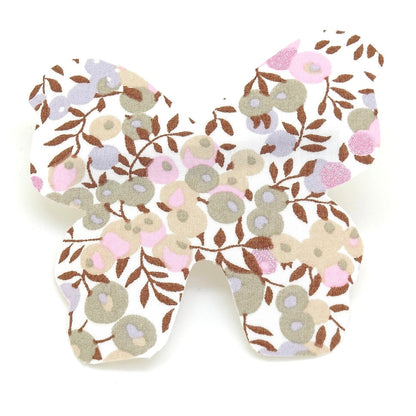Barrette Papillon liberty, kaki, Au royaume des filles, accessoire cheveux, barrette à clip, barrette petite fille, barrette liberty
