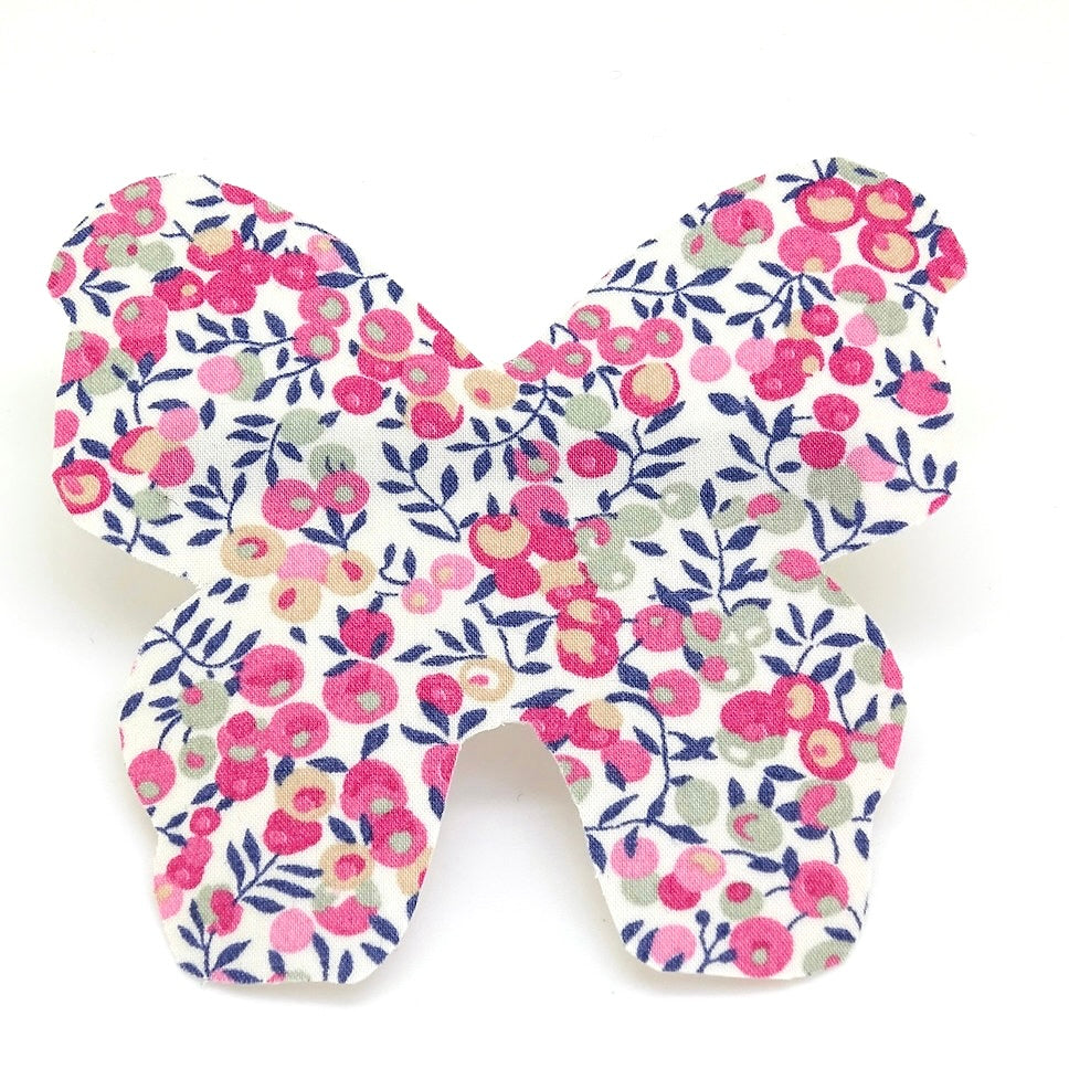 Barrette Papillon liberty, rose, Au royaume des filles, accessoire cheveux, barrette à clip, barrette petite fille, barrette liberty