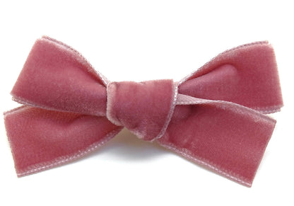 Barrette noeud velours, rose , Au royaume des filles, accessoire cheveux, barrette à clip, barrette petite fille, barrette velours