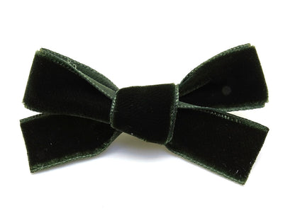 Barrette noeud velours, vert , Au royaume des filles, accessoire cheveux, barrette à clip, barrette petite fille, barrette velours
